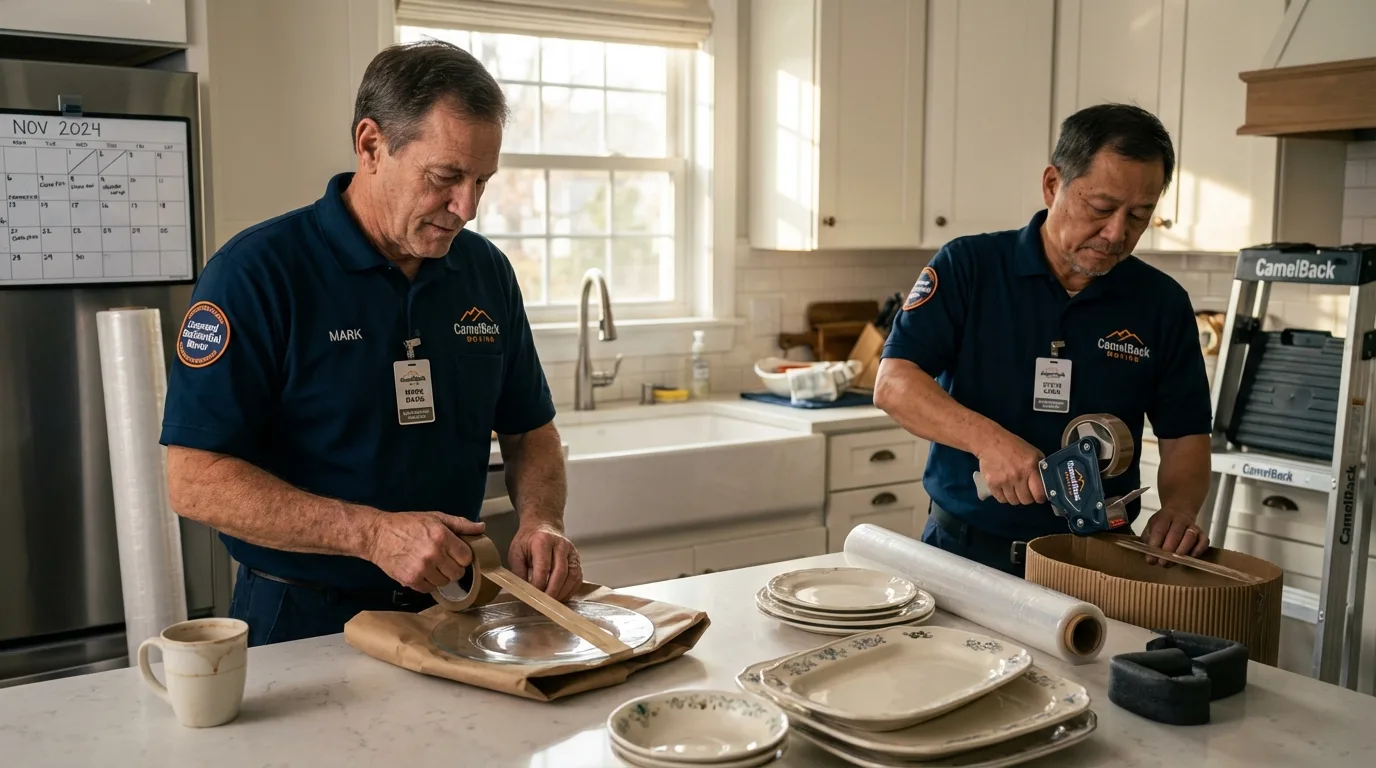 Professional crew packing kitchen dishware in Bealeton, VA
